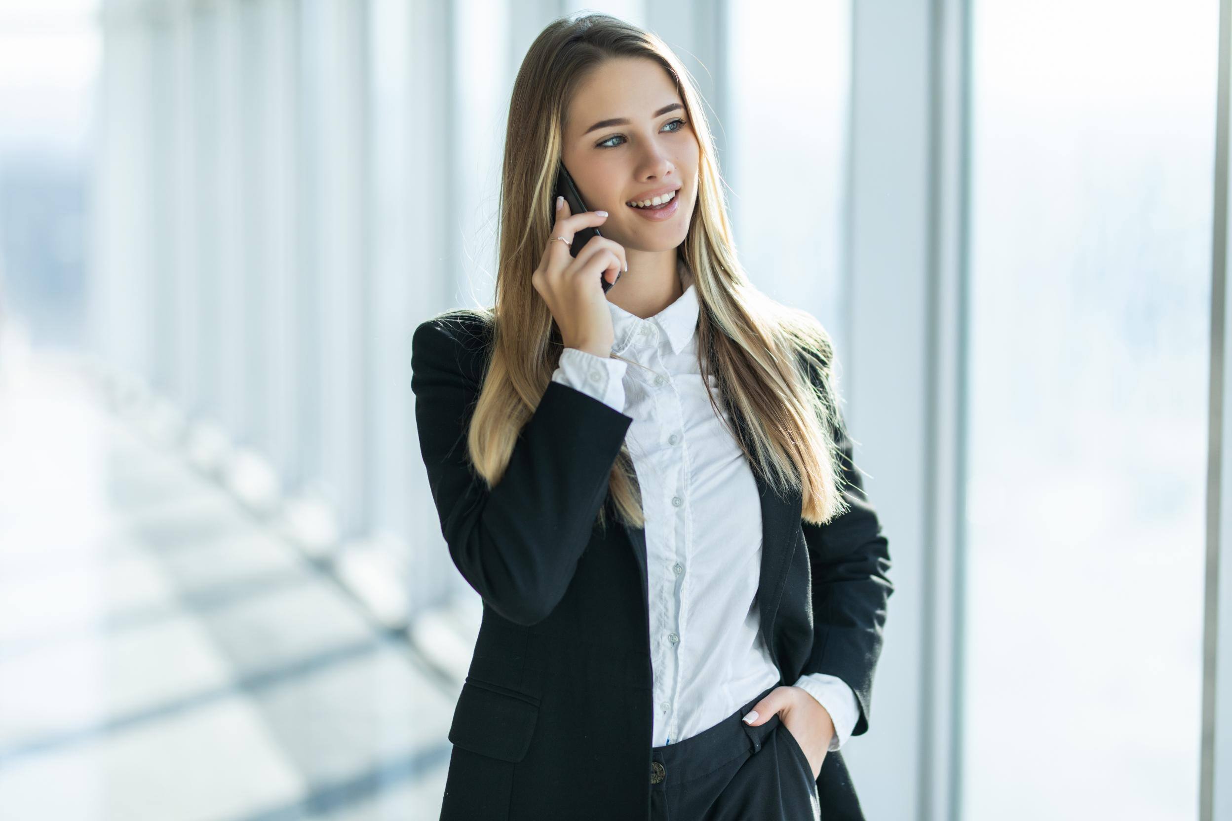 Business woman talking on phone