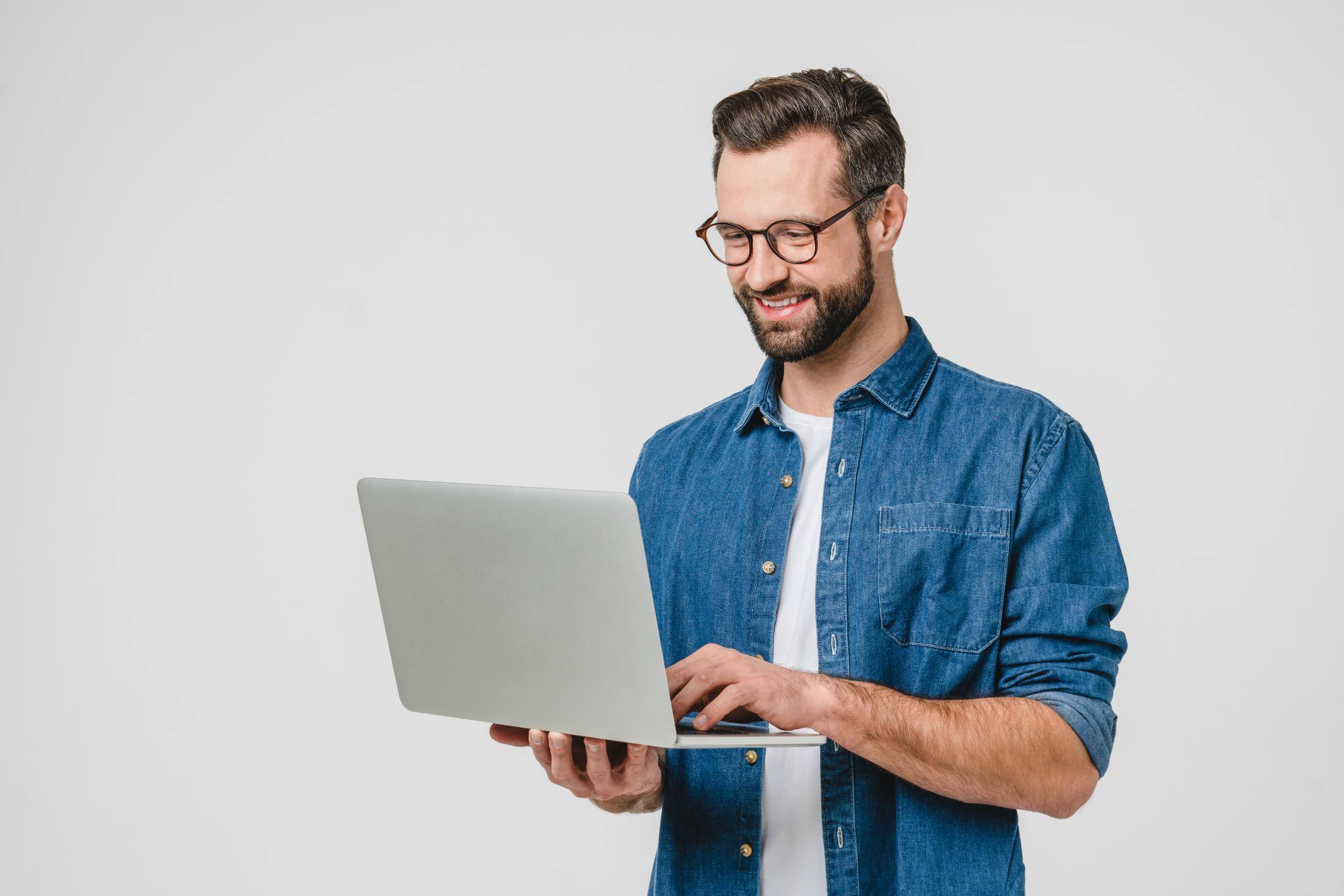 Business man working on laptop